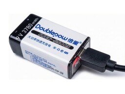 Batéria Li-ion 9V 420mAh 6F22 nabíjateľná USB "C" doublepow (R555B)