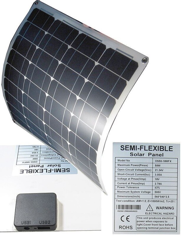 Fotovoltaický flexibilný panel 50W USB/12V OS50-18MFX