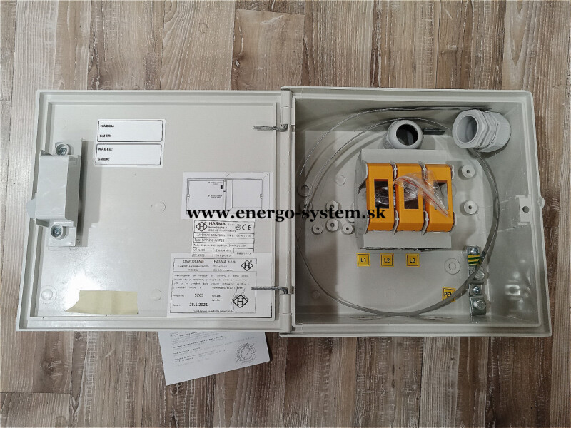 Poistková skriňa na stĺp Hasma SPP 2 C IV P21 (3x PN000) vrátane úchytu , energetický zámok