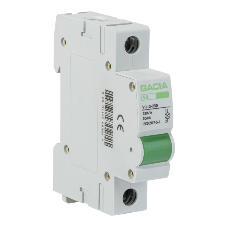 Signálka GACIA VIL-G-230 zelená LED 230V AC DIN 