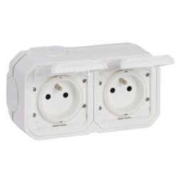 Plexo55 069778L zásuvka 2x2P+PE povrch. predkábl. biela