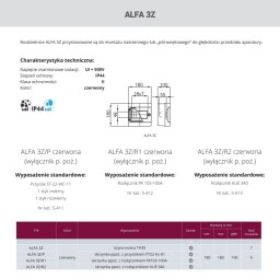 Rozvodnica ALFA 3 Z 5-406 , pod/na povrch , 7-mod. ,IP44 ,so zámkom červená
