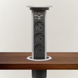 Vstavaná výsuvná zásuvka - 20450 - 3x230V(schuko)/16A + 2xUSB 2,1A 