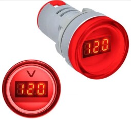 Signálka s voltmetrom AD16-22DSV červená LED 60-500Vac 29mm /22mm-otvor/ (R056)