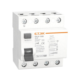 Prúdový chránič ETEK EKL6-100B-3N8030 80A 3P+N 30mA B typ (125413)