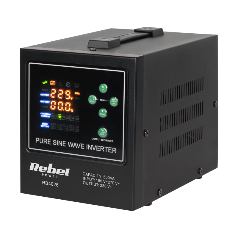 Záložný zdroj Rebel POWER-500-LFP4 500VA/300W 12VDC/230VAC čistý sínus