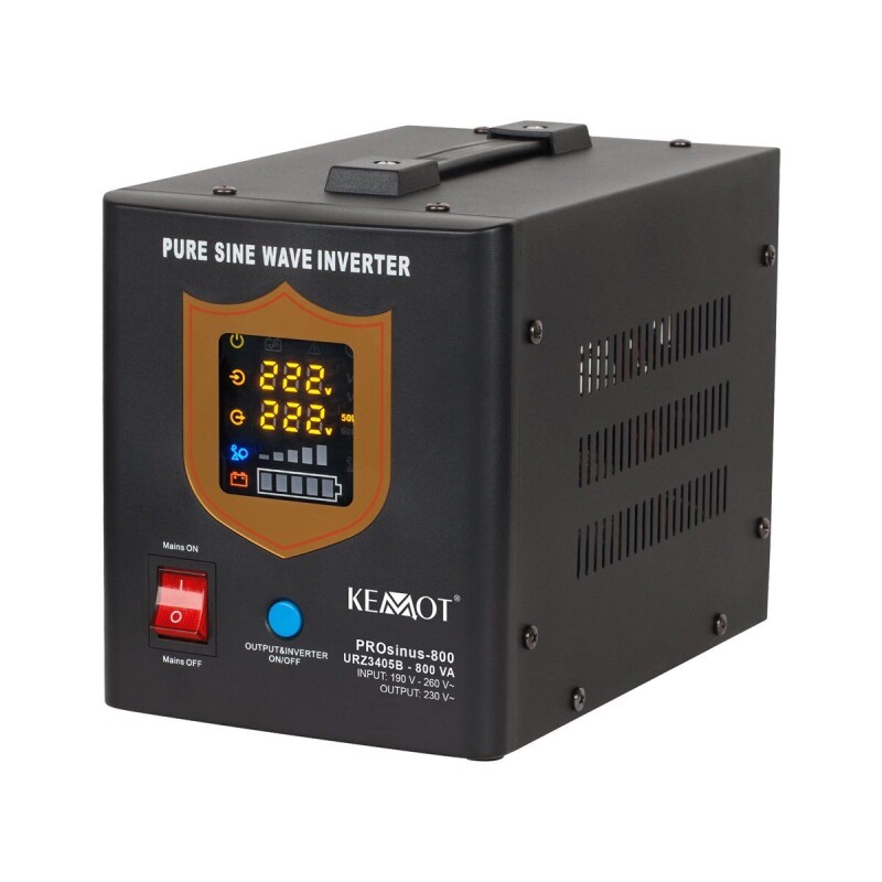 Záložný zdroj KEMOT URZ3405B PROsinus-800 prenosný 12V/230V 800VA / 500W čierny