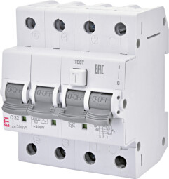 Prúdový chránič s nadprúdovou ochranou ETI 002174827 KZS-4M 3p AC C32/0,03