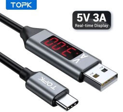 Kabel USB 3.0 konektor USB / USB - C  1m s voltmetrom a ampérmetrom (N511D)