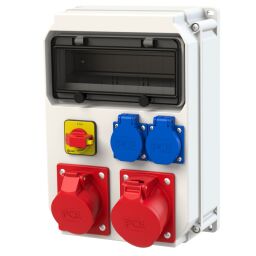 Zásuvková rozvodnica 90EKO003E ECOLINE ,16/5 32/5 2x230V + 40A hlavný vypínač