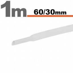 Zmršťovacia hadica 60/30mm 1m biela bužírka (11031W)