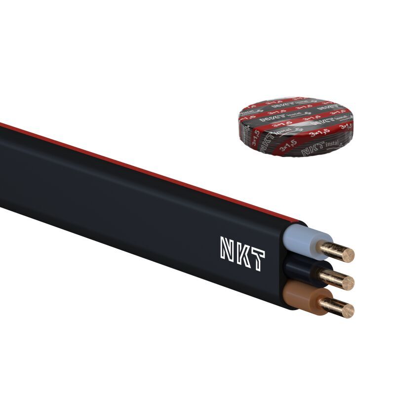 Kábel plochý CYKYLo-O 3x1,5 (CYYpl , YDYp) 450/750V čierny