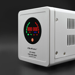 Záložný zdroj Qoltec 50716 UPS 500VA/350W čistý sínus, konštantná fáza, sivý