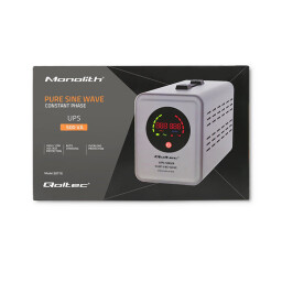 Záložný zdroj Qoltec 50716 UPS 500VA/350W čistý sínus, konštantná fáza, sivý