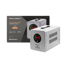Záložný zdroj Qoltec 50716 UPS 500VA/350W čistý sínus, konštantná fáza, sivý