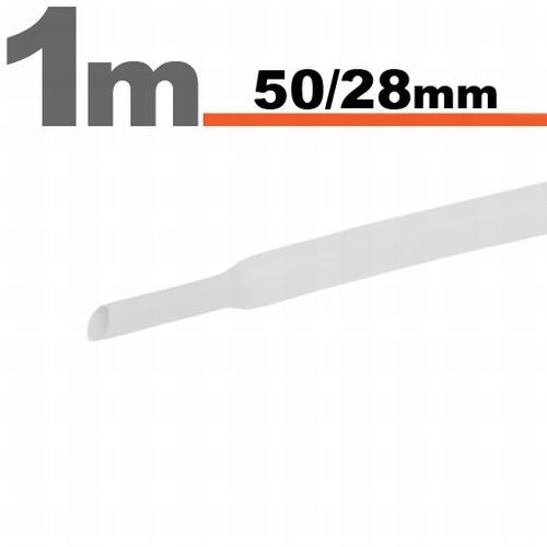Zmršťovacia hadica 50/28mm 1m biela bužírka (11030W)