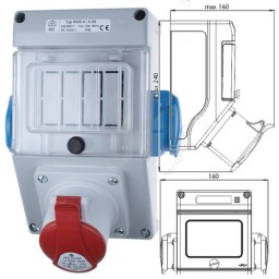 Zásuvková rozvodnica - ROS 4/X-10 - 1x32A/400V/5p+2x16A/250V (10010449.00)