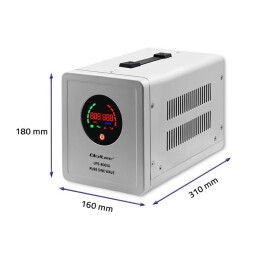 Záložný zdroj Qoltec 50720 UPS 800VA/560W čistý sínus, sivý