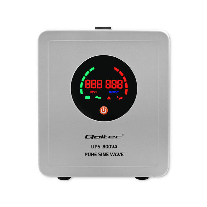 Záložný zdroj Qoltec 50720 UPS 800VA/560W čistý sínus, sivý