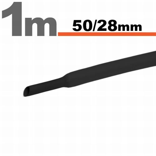 Zmršťovacia hadica 50/28mm 1m čierna bužírka (11030F)