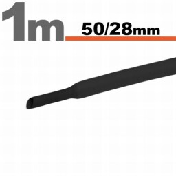 Zmršťovacia hadica 50/28mm 1m čierna bužírka (11030F)