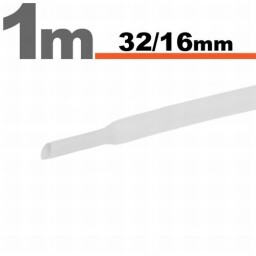 Zmršťovacia hadica 32/16mm 1m biela bužírka (11028W)
