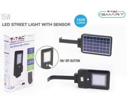 V-TAC LED Solárne uličné svietidlo 15W 1600lm 6000K (8548) ST-15