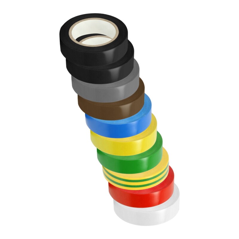 Páska izolačná PVC 19mm x 10m mix farieb (10ks) OR-AE-13306