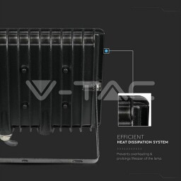 V-TAC LED reflektor 50W 4300lm 6400K F-series čierny (6751) VT-4954