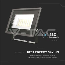 V-TAC LED reflektor 50W 4300lm 6400K F-series čierny (6751) VT-4954