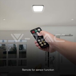 Svietidlo stropné LED s mikrovl.senzorom 18W 4000K štvorcové , čierny rám., ďialkové ovl. (76721) VT-8618S