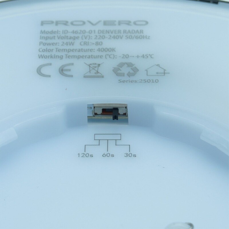 Senzorové svietidlo ID-4620-01 DENVER RADAR stropnica s mikrovlným senzorom LED 24W 2570lm 4000K biele