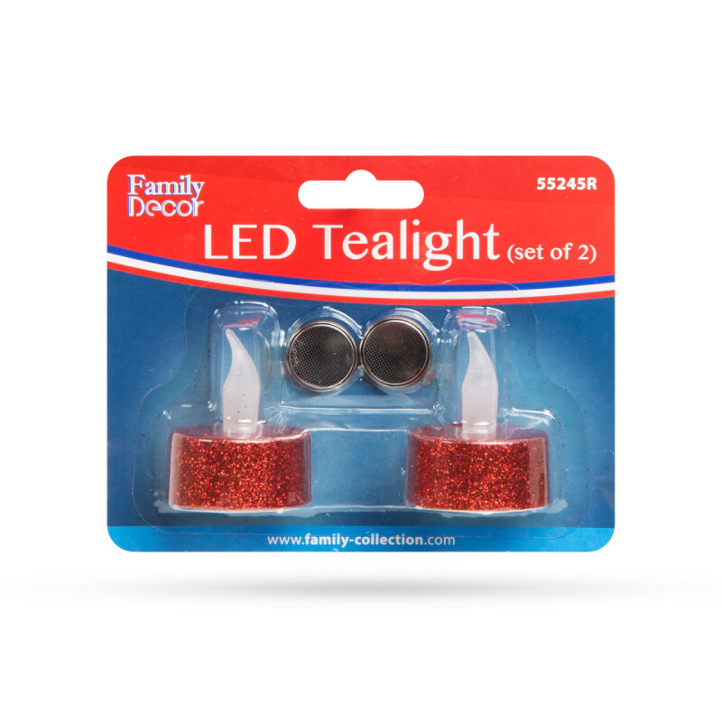 LED čajová sviečka - červená , 2ks/bal. 55245R
