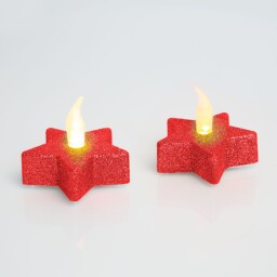 LED čajová sviečka - hviezda - červená , 2ks/bal. 55244R