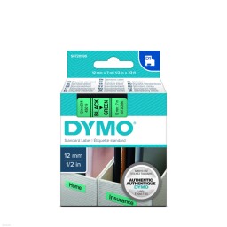 Dymo S0720590 D1 45019 Tape 12mm x 7m Black on Green
