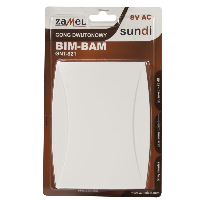 Zvonček GNT-921-BIA 8VAC BIM-BAM GONG 2-tónový biely
