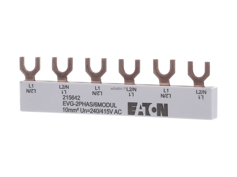 Prepojovacia lišta (vidlička) 1+N-pól., 10mm², dĺžka 104mm 215642 EVG-2PHAS/6MODUL