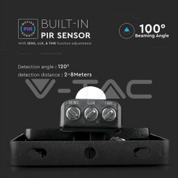 V-TAC LED reflektor so senzorom 20W SAMSUNG chip 1600lm 6000K čierny (453) VT-20-S