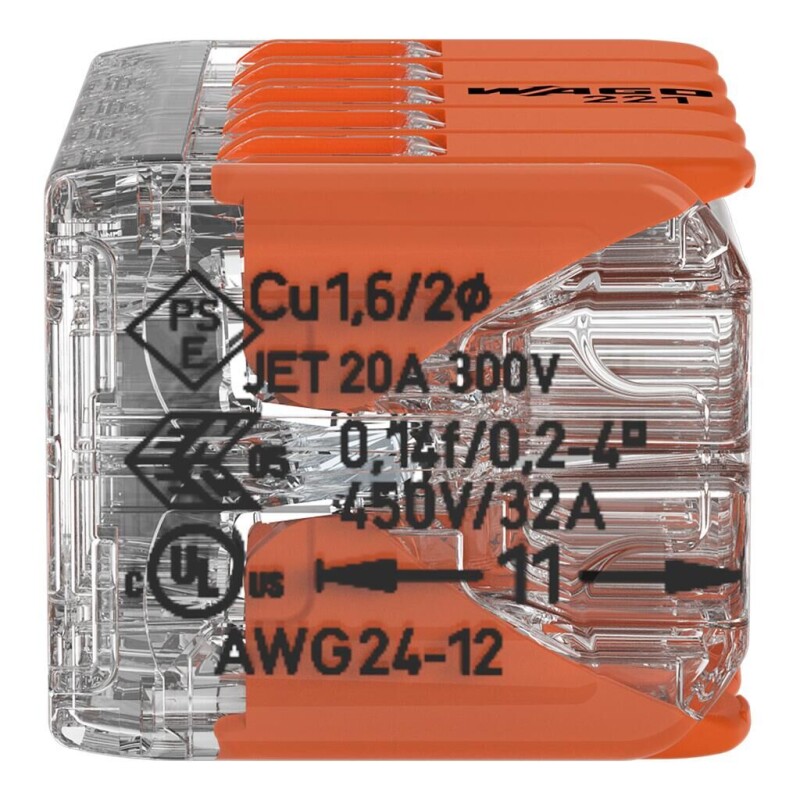 Bezskrutková krabicová svorka 221-420 s páčkami 10x 0,2-4,0mm² WAGO