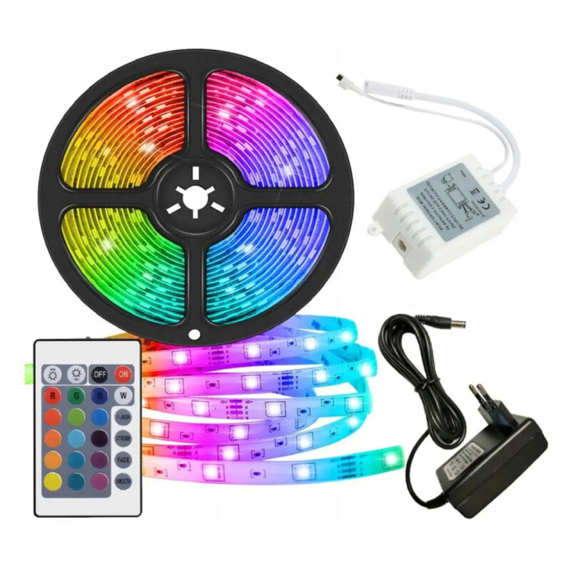 Set RGB LED pás 5m, IP65 so zdrojom a diaľkovým ovl., DA00270