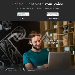 V-TAC WIFI Dotykový spínač (1NO) Amazon Alexa & Google Home Compatible ; čierne sklo (8423) VT-5003-B