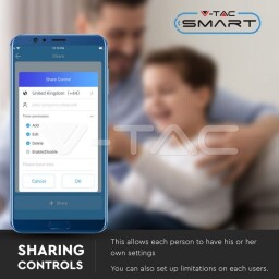 V-TAC WIFI Dotykový spínač (1NO) Amazon Alexa & Google Home Compatible ; čierne sklo (8423) VT-5003-B