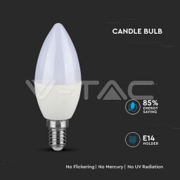 V-TAC LED žiarovka E14 7W 600lm 6000K SAMSUNG Chip sviečka (113) VT-268