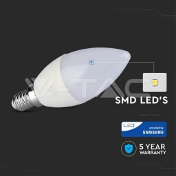 V-TAC LED žiarovka E14 7W 600lm 6000K SAMSUNG Chip sviečka (113) VT-268