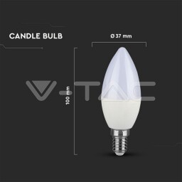 V-TAC LED žiarovka E14 7W 600lm 6000K SAMSUNG Chip sviečka (113) VT-268