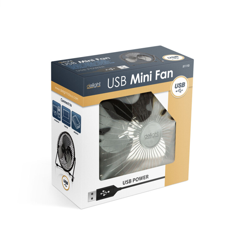 USB Mini stolový ventilátor, čierny (51110)