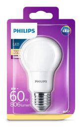PHILIPS A60 8W(60W) E27 220-240V WW FR 2700K 806lm 1blister 8718696577073