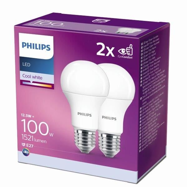 PHILIPS LED žiarovka A60 12,5W(100W) E27 220-240V CDL FR 4000K 1521lm 2krabička 8718699726959
