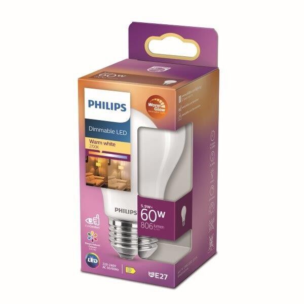 PHILIPS LED žiarovka A60 5,9W (60W) E27 220-240V CDL FR 2200-2700K 806lm DIMM 1krabička 8719514323858