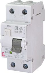 Prúdový chránič s nadprúdovou ochranou ETI 002173222 KZS-2M C10A 230VAC 1p+N In30mA RCBO -typ A